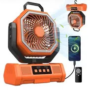 Ventilador Recargable Chenxi F39 con Batería de 20000 mAh, Luz LED, 4 Velocidades y Salida USB Naranja 🏕️ Ventilador - Img 57755925