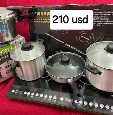 cocina de inducción Wynwood 2000w doble hornilla y simples ,  solas o con set de cazuelas y  olla de inducción - Img 92875357