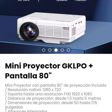 Mini Proyector GKLPO + Pantalla 80". Distancia de proyección: desde 1.5 hasta 5 metros - 3/5