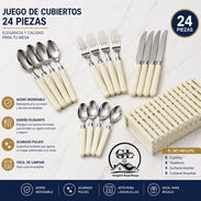 👑cubiertos d 24piezas con el cabo plástico y escurridor - Img 56172769
