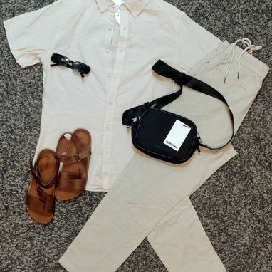 Camisa negra mangas corta de lino , camisa blanca mangas cortas. Camisa beige de lino mangas cortas , ropa de verano - Img 96799603