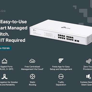 Switch TP-LINK Festa FS318G - 16 puertos RJ45 de 10/100/1000 Mbps y 2 ranuras SFP Gigabit - Img 121930273