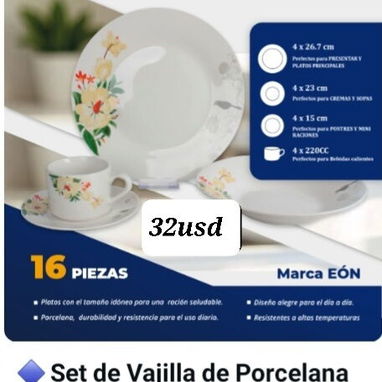 Set De Vajillas de Porcelana  (16 Piezas) - 3/3