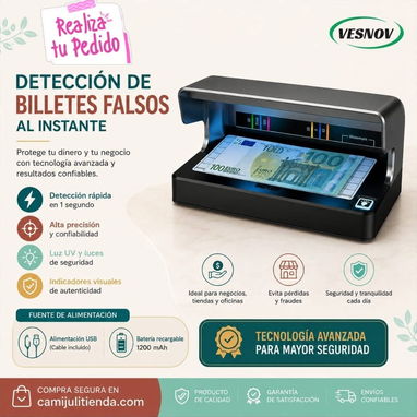Detector de billetes falsos con luz LED UV dual 🍃 - 2/4