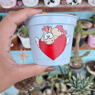 Macetas de plástico pintadas a mano - 3/4