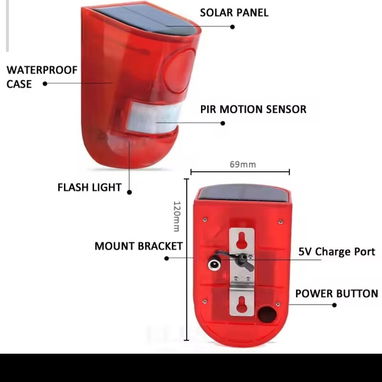 Para su hogar Alarma solar resistente al agua trabaja perfectamente en exteriores, sensor de movimiento, día y noche, 4 - Img 127781455