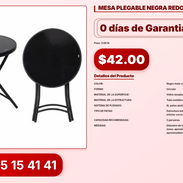 MESA PLEGABLE NEGRA REDONDA - Img 56358815