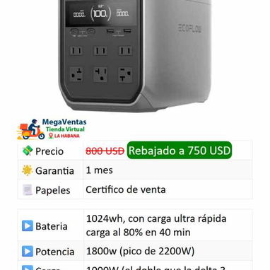 ⚡🔋 Estaciones de carga, EcoFlow y paneles solares. ☀️ Escríbanos sin pena y pregunte por nuestros combos. - 5/10
