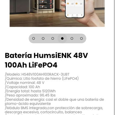 Batería HumsiENK 48V 100Ah LiFePO4. Modelo: HS48V100AH100RACK-3UBT - 4/6