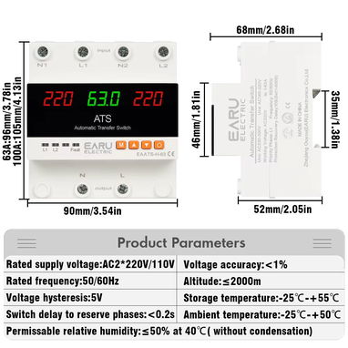 ATS Tranfer y Protector de corriente de sobrevoltaje 2 en 1, 63A 110Vol 2Polos - Img 121066610