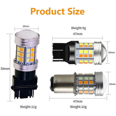 Bombillos LED luz diurna + intermitente, Dual color: azul + naranja y blanco + naranja, varios sockets (18 USD el par) - Img 109378435