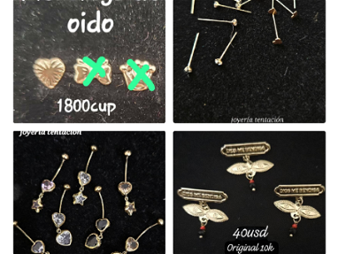 Variedad de prendas de oro 10k. Cadenas, anillos, piercing, argollas, aretes, azabches - Img 64545118