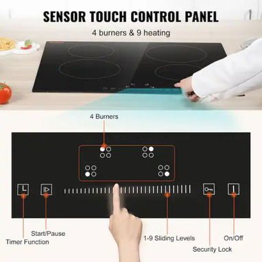 Cocina Empotrada 4 Quemadores Infrarrojo VEVOR superficie de cristal templado negro precio $410 USD transporte incluido - 3/9