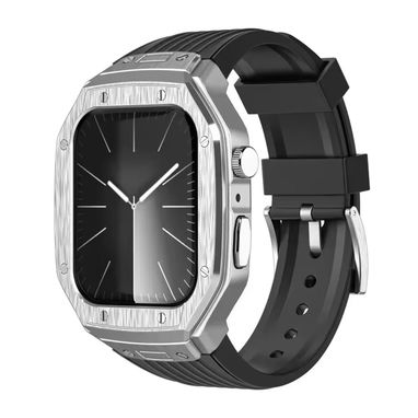 Manilla exclusiva para Apple Watch 44mm (Protector metálico y Correa de silicona) Súper Calidad!! - Img 93543578