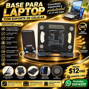 BASE PARA LAPTOP CON SOPORTE DE CELULAR, NUEVA EN SU EMPAQUE, ENTREGA DE FACTURA PARA SU GARANTÍA. VARIEDAD DE ARTÍCULOS - Img 58132271