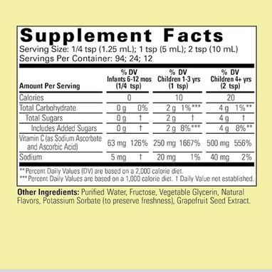 Vitamina C infantil en suspensión(118ml),sabor naranja 🍊, para bebés 6 meses en adelante, niños pequeños y +4años - 2/2