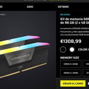CORSAIR VENGEANCE RGB DDR5 96GB (48GBx2) 5600MHz - Img 55064819
