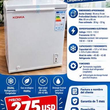 Nevera Konka de 5 pies • Factura a nombre del cliente  • Garantía de 1 mes - 2/2