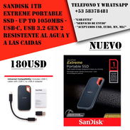 Disco Duro Externo Solido SanDisk 1TB Extreme Portable SSD - Up to 1050MBs - USB-C, USB 3.2 Gen 2 "Nuevo Sellado" - Img 55493862