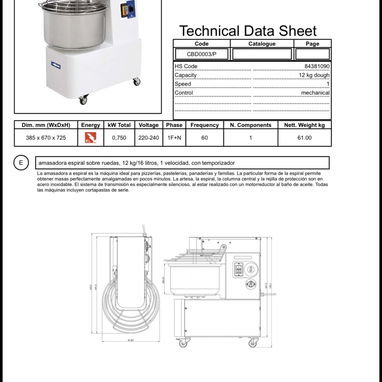 Amasadora industrial profesional 12kg/16 L - 2/2