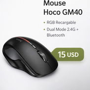 T/^; Hoco – Mouse Inalámbrico GM40 RGB Recargable | Dual Mode 2.4G + Bluetooth - Img 57398141
