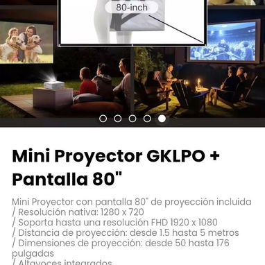 Mini Proyector GKLPO + Pantalla 80". Distancia de proyección: desde 1.5 hasta 5 metros - 5/5