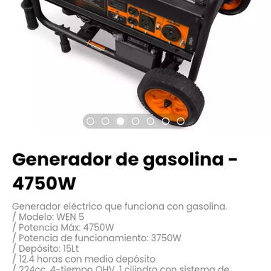 Generador de gasolina - 4750W. Modelo: WEN 5 - 3/7