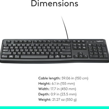 Logitech MK120 Combo de teclado y mouse con cable de tamaño completo 52815418 - 5/5