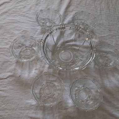Fuente para ensaladas o frutas, vintage, de cristal con 6 pequeñas - 2/3