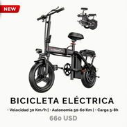 🚲 BICICLETA ELÉCTRICA PLEGABLE 660 USD - 30km/h, 60km autonomía, frenos disco, LED. ¡Nueva! - Img 56007841