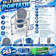 SILLA SANITARIA PORTÁTIL CON CUBETA, NUEVA EN SU CAJA, ENTREGA DE FACTURA PARA SU GARANTÍA. VARIEDAD DE ARTÍCULOS - Img 57975098