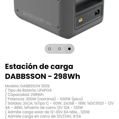 Estación de carga DABBSSON - 298Wh. Gestión inteligente vía App - 3/3