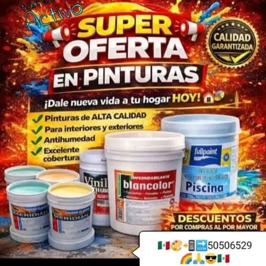 🚨📢Se vende pintura primera ☝️ original y selladas importadas de 🇲🇽,🇪🇦,🇦🇷,🇺🇸 💯 👉📲50506529📱. Tenemos de todo - 2/2