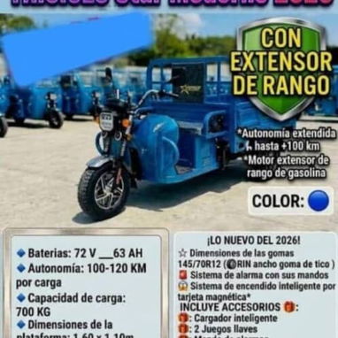 🛺 TRICICLO ELÉCTRICO MARCA STAR    ⚙️ 𝐄𝐒𝐏𝐄𝐂𝐈𝐅𝐈𝐂𝐀𝐂𝐈𝐎𝐍𝐄𝐒  • 1500 Wats  • 72 Volt  • 58 AH  • ⁠Autonomía : - 2/4