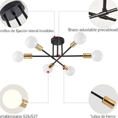 LAMPARA DE TECHO MODERNA DE 6 LUCES - 3/5