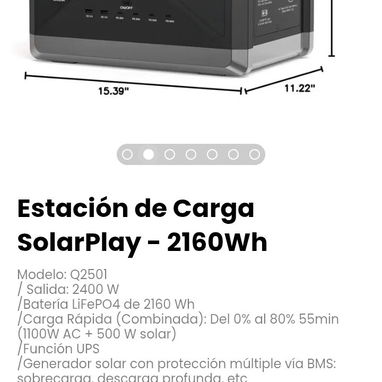 Estación de Carga SolarPlay - 2160Wh. Modelo: Q2501 - 2/6