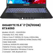 !!! Laptop GIGABYTE 15.6" i7 (16/512GB) RTX4060 Nueva en caja/ Modelo: G5 KF5 - G3US353SH!!! - Img 45634345