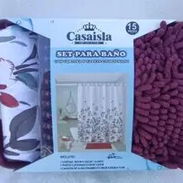 *Set para baño 3 piezas, alfombra cesta y cortina* - Img 58159635
