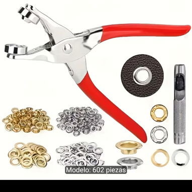 Kit de Pinza Ojaladora y Perforadora con Ojetes Metálicos - 10/10