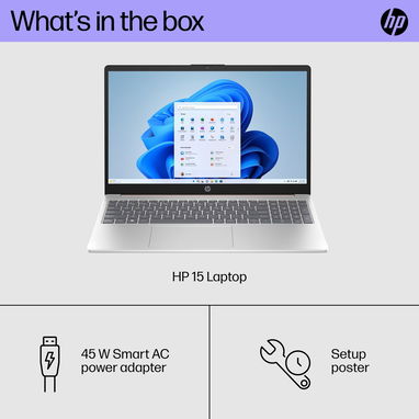 LAPTOP 🎁NUEVA🎁📦CAJA, HP 15 (15-fc0039wm), 15.6" FHD IPS, AMD Ryzen 5 7520U, 8GB LPDDR5, Radeon 610M, 256GB SSD, 8H - 4/8