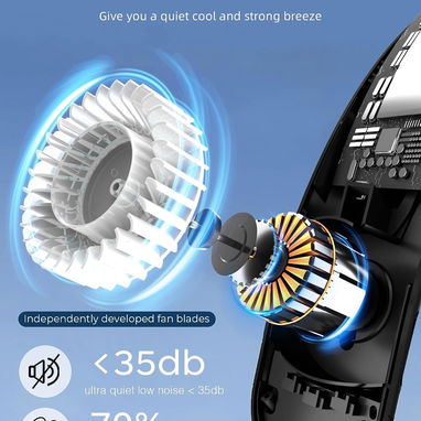 🌬️ Ventilador de cuello portátil  🔋💨 | 4 turbos sin aspas, batería 4000 mAh, pantalla LED, 3 velocidades, flujo - Img 126094555