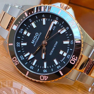 🇨🇭 ¡ estreno ! 🇨🇭 mido ocean star gmt automático swiss made plateado con detalles dorado - Img 122138553