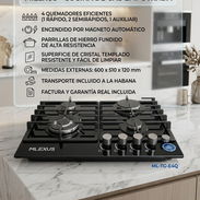COCINA MILEXUS EMPOTRADA 4 QUEMADORES - $240 USD | Cristal Templado | Transporte Gratis La Habana | Factura y Garantía - Img 57782890