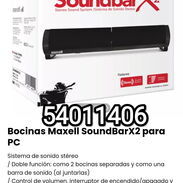 !!!Bocinas Maxell SoundBarX2 para PC Sistema de sonido stéreo / Doble función: como 2 bocinas separadas...!!! - Img 45601347