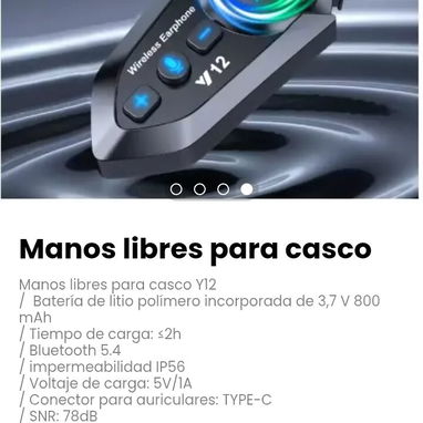 Manos libres para casco Y12. Bluetooth 5.4 - 4/4