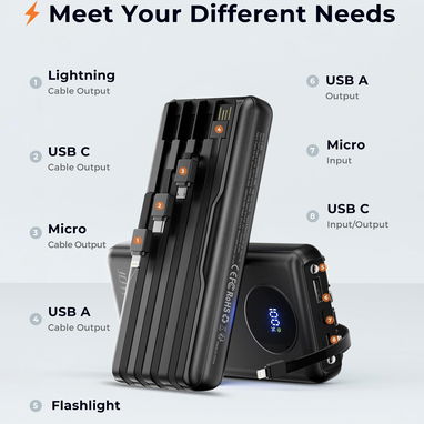 đ POWER BANK JOYFAR 30000MAH 22.5W CARGA RĂPIDA CON CABLES INTEGRADOS + PANTALLA LED ENVĂO + GARANTĂA - Img 123432317