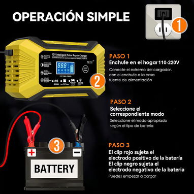 Cargador Inteligente de Baterías Ogori de 12V con Función Mantenedor y Reparador - 3/5