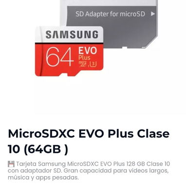 Micros sd 64 y 128 gb. Kintong 3.2v, sandisk, samsung evo plus y mas sellado caja tdo somos tienda - Img 126441850