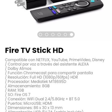 Fire TV Stick HD. Compatible con NETFLIX, YouTube, PrimeVideo, Disney. Nuevo - Img 110199593