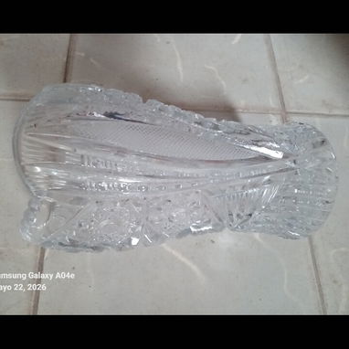 Bucaro de cristal de Bohemia, elegante tallado - Img 122236489